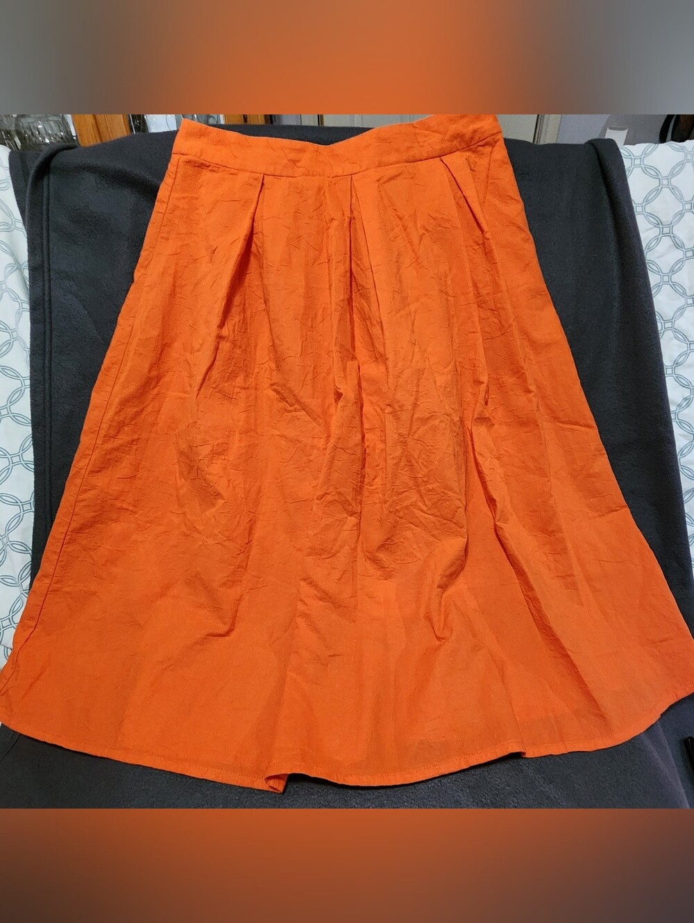 Sweet Salt Orange pleated A-line midi skirt, SZ 6
